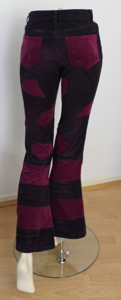 Upcycling Cordschlaghose schwarz/pink